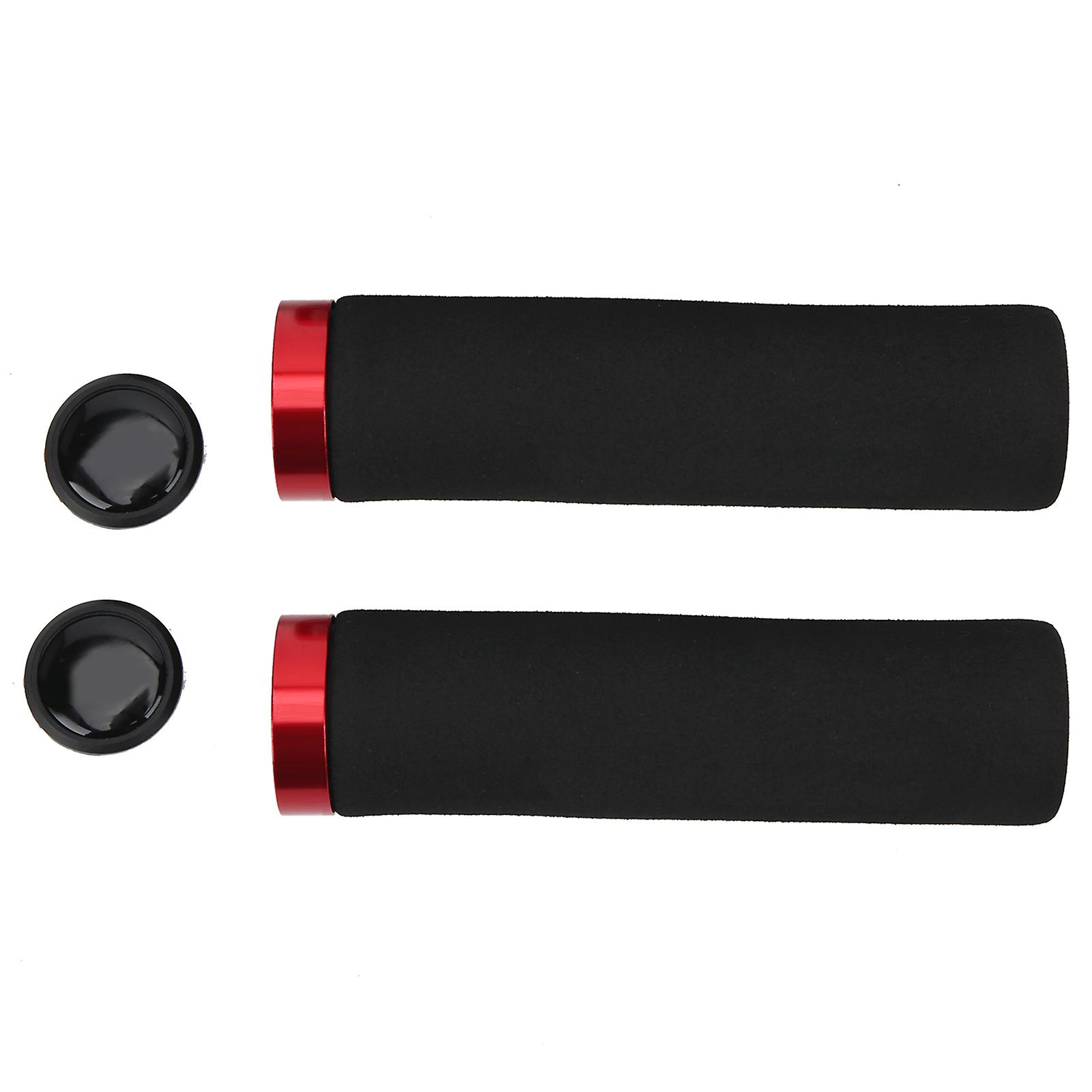 Bicycle Shockabsorbent Handlebars Comfortable Mountain Bike Skid Resistant Sponge Handlebars(black Handlebars And Red Lock Rings )