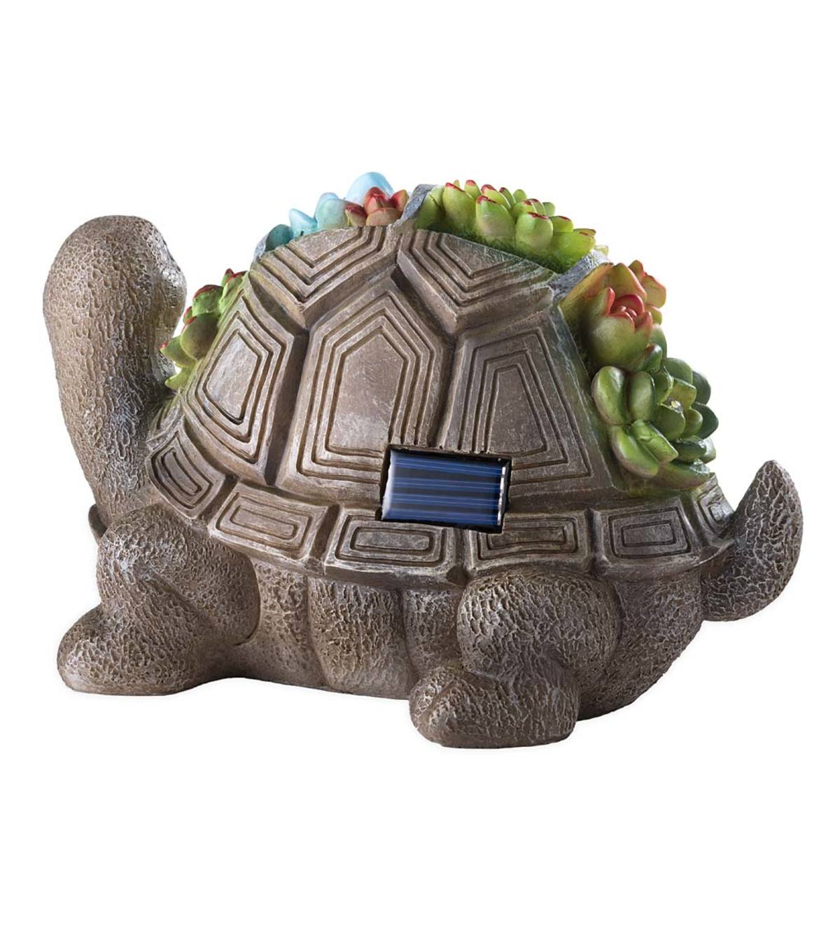 Solar Succulent Turtle Garden Statue