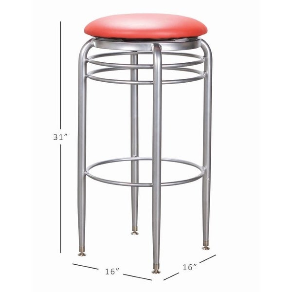 Yulin Red Metal Swivel Backless Barstool