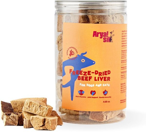 Arya Sit Beef Liver Freeze-Dried Dog Treats， 4.68-oz jar