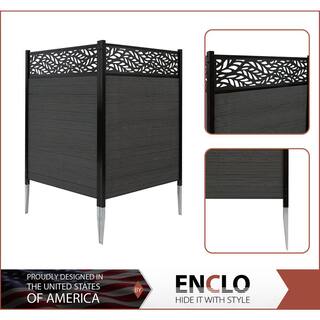 Enclo Privacy Screens 4 ft. H x 3 ft. W Nappa Lasercut Wood Tek Vinyl Charcoal Color Flat Top Privacy Screen Kit (2 Panels) EC18021