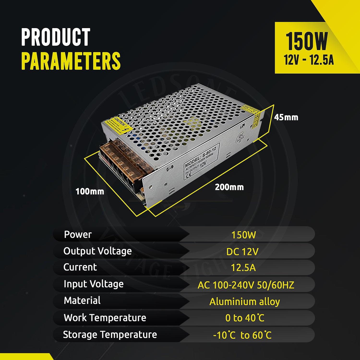 Dc12v 12.5a ip20 power supply~1013