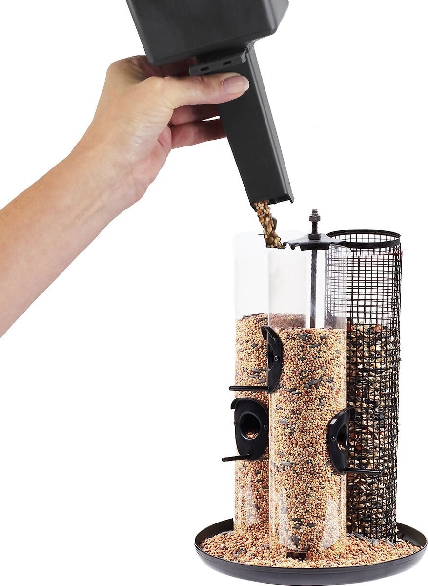 North States Crimson Triple Tube Bird Feeder， Red