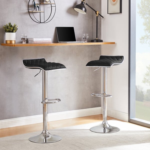 VECELO， (Set of 4) Adjustable Height Faux Leather Backless Modern Swivel Stool -Five colors