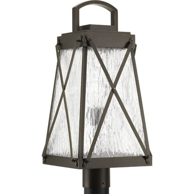 Progress Lighting Creighton 1 light Outdoor Post Lantern Antique Bronze Clear Water Glass Shade