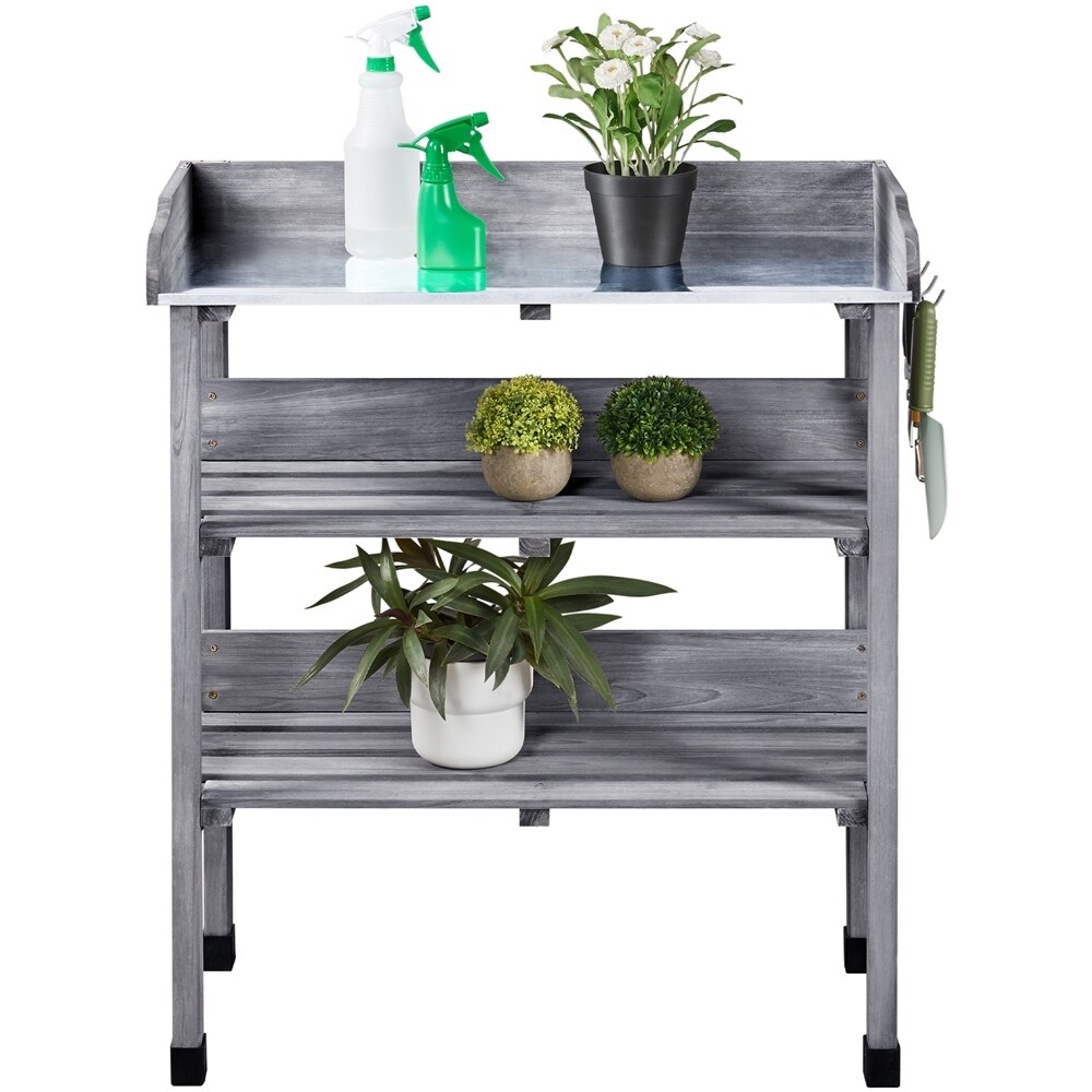 Yaheetech Outdoor Potting Bench Table Station with Storage Shelf