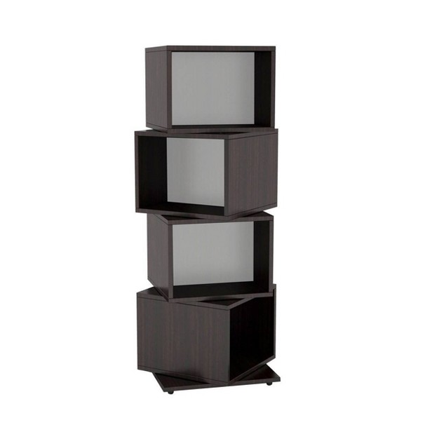 Multimedia Storage 4 Tier Rotating Cube Rack Espresso Atlantic