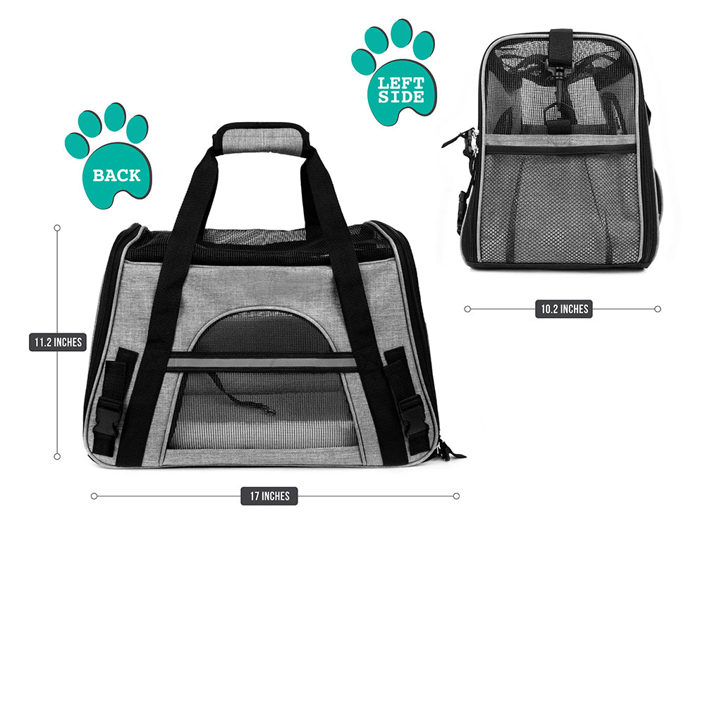 PetAmi Premium Airline Approved Soft Sided Pet Carrier， Heather Gray