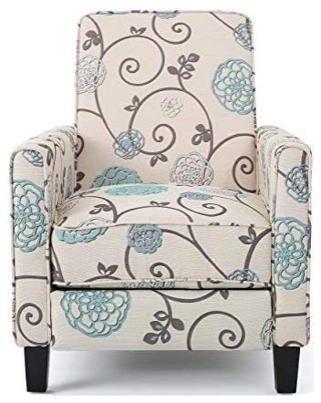 Unique Recliner  Cushioned Seat With White  ampBlue Floral Patterned Upholstery   Contemporary   Recliner Chairs   by Declusia  Houzz