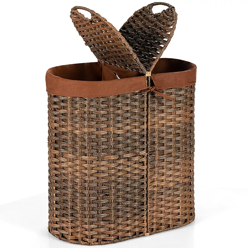 Handwoven Laundry Hamper Basket with 2 Removable Liner Bags