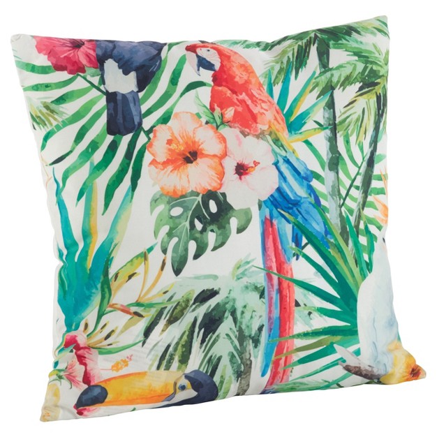 Tropical Parrot Print Poly Filled Throw Pillow Saro Lifestyle