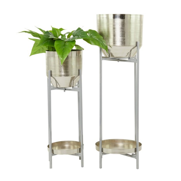 Olivia amp May 2pc Modern Metal Planter Pots