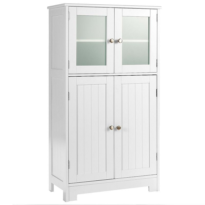 Bathroom Floor Storage Locker Kitchen Cabinet with Doors and Adjustable Shelf