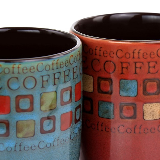 Mr Coffee Cafe Americano 8 Piece 13oz Ceramic Cup And Spoon Set In Assorted Colors