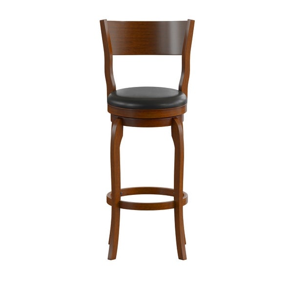 Classic Wooden Bar Stool with Bowed Frame and Upholstered Seat