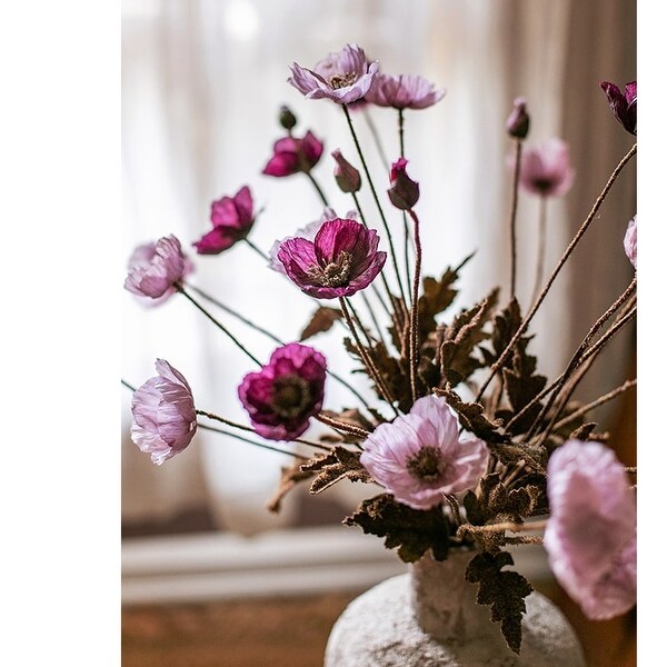 RusticReach Poppy Flower Stem in Purple 23 Tall