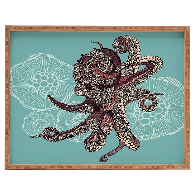 Valentina Ramos Octopus Bloom Rectangle Tray Blue Deny Designs