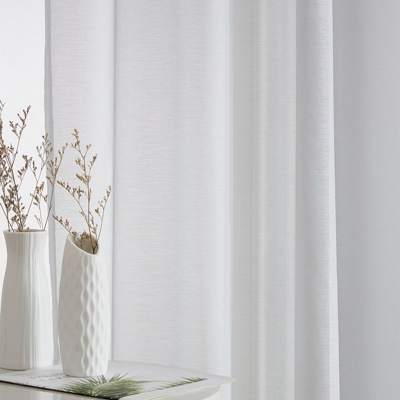 THD Olivia Semi Sheer Light Filtering Transparent Tab Top Lightweight Window Curtains Drapery Panels for Bedroom and Living Room， Set of 2