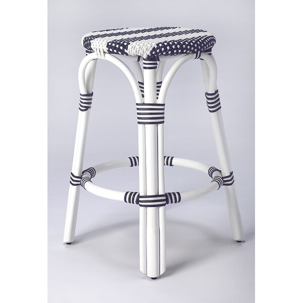 Butler Tobias Blue and White Rattan Counter Stool