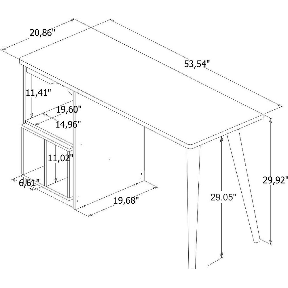 Hampton 53.54 3 Cubby/ Wood Leg Home Office Desk