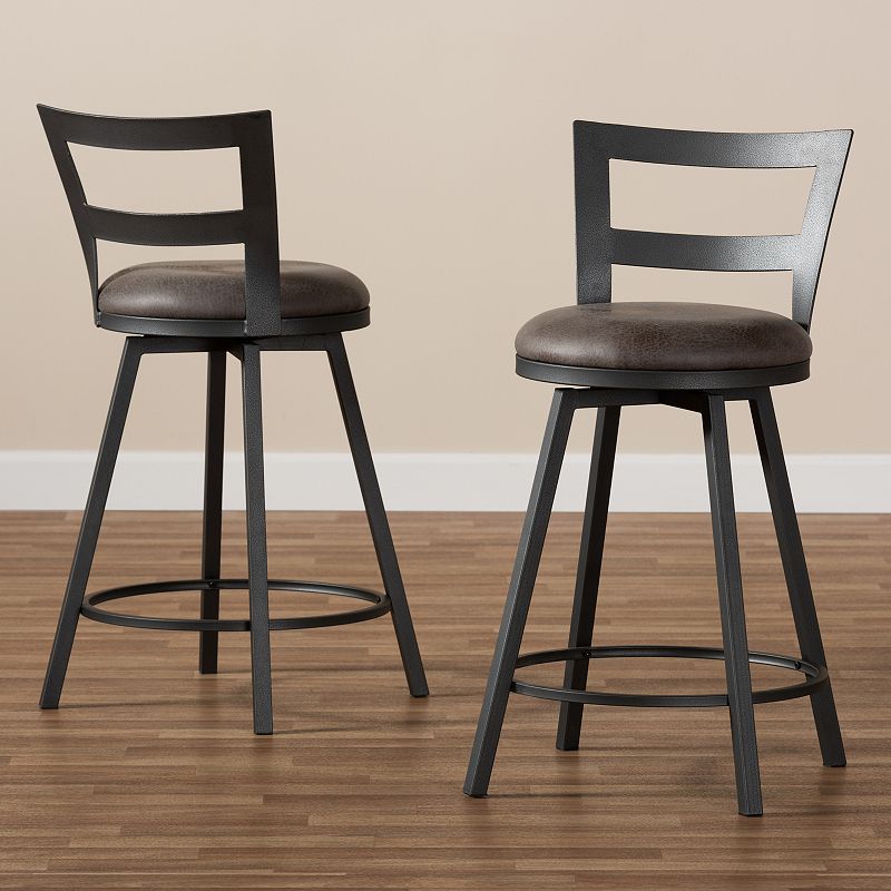 Baxton Studio Arjean Gray 2-pc. Counter Stool Set