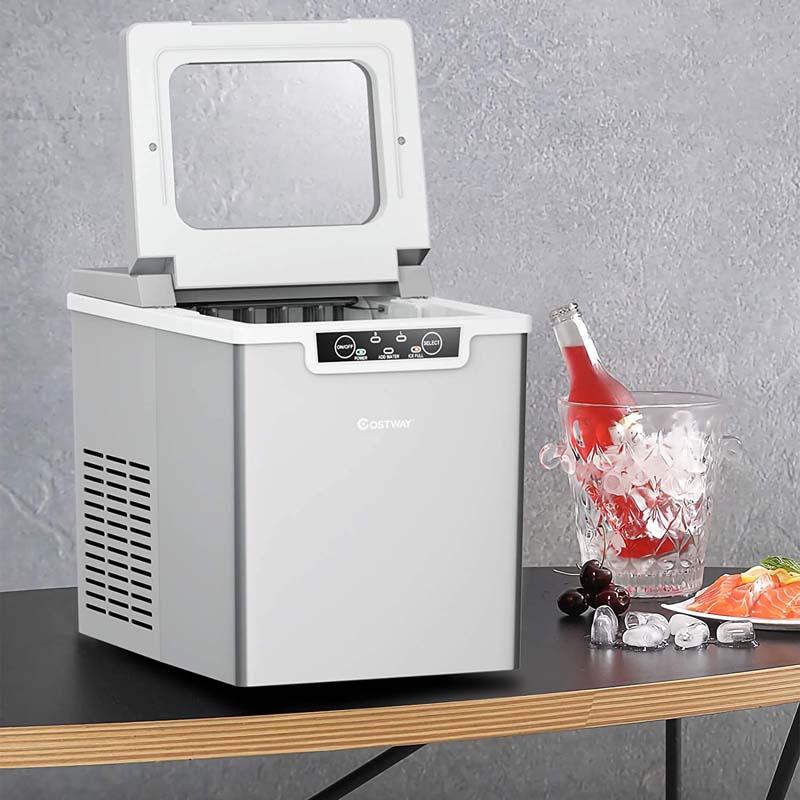 26LBS/24H Portable Ice Maker Countertop Ice Making Machine with Ice Scoop & Removable Basket