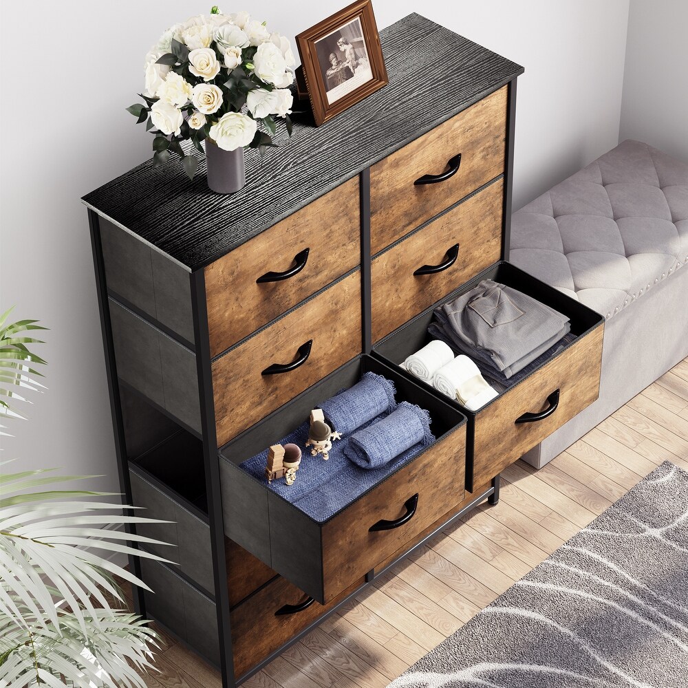 Modern 10 Drawer Dresser Fabric Storage Tower