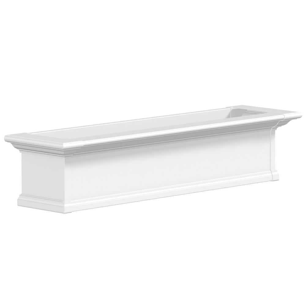 Mayne Yorkshire 48 in. x 12 in. Self Watering White Vinyl Window Box 4824W