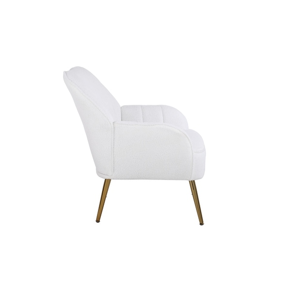 Modern Soft Teddy Fabric Ergonomics Accent Chair Livingroom Chair Arm Chairs With Gold Legs and Adjustable Legs for Indoor Home