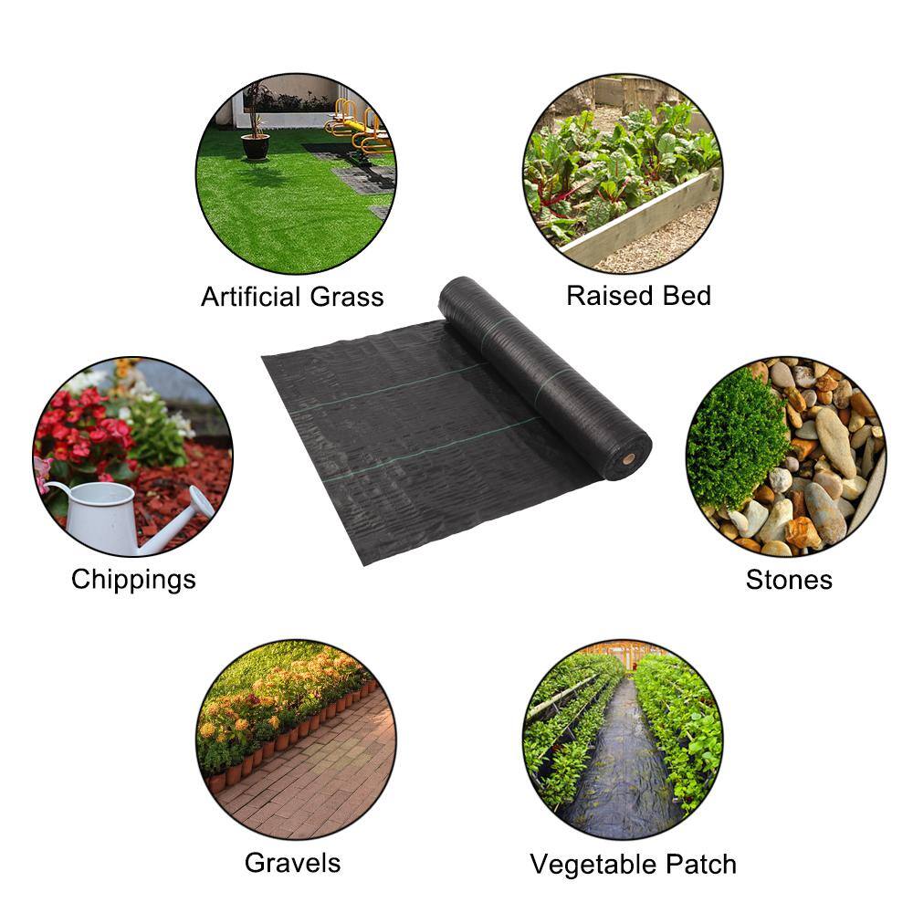 VINGLI 3 ft. x 300 ft. Fabric Weed Barrier Garden Landscape UV-Resistance Ground Cover HDG89000640