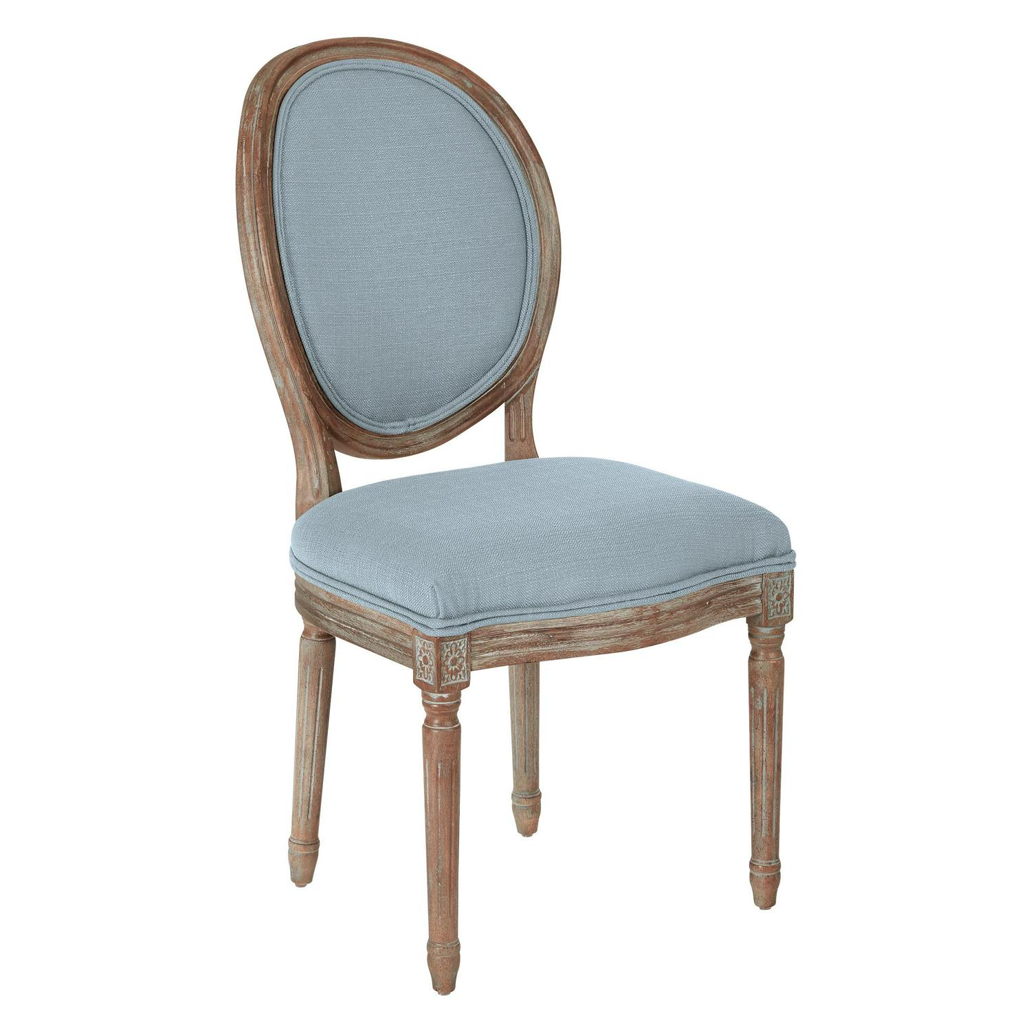 OSP Home Furnishings Lillian Oval Back Chair in Klein Sea Brushed Frame