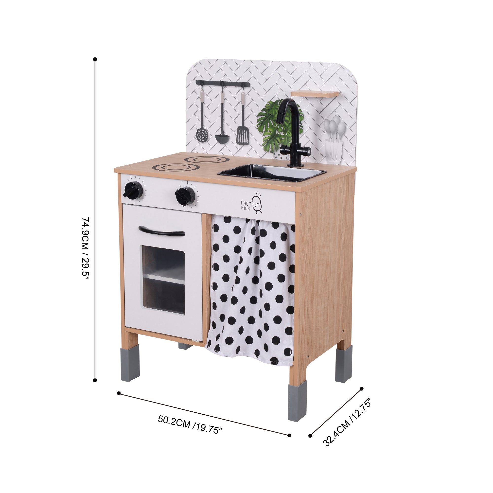 Teamson Kids Little Chef Philly Modern Wooden Kitchen Playset, White/Natural