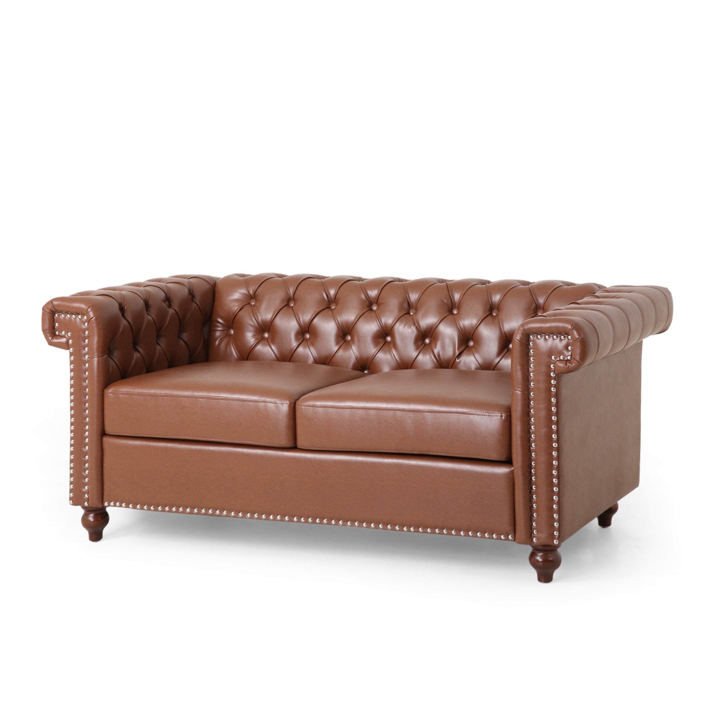 Timber Modern Glam Tufted Loveseat with Nailhead Trim