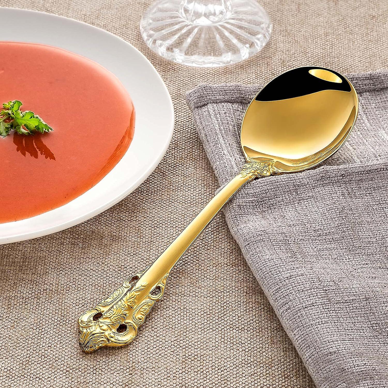 Gorgeous Round Soup Spoon， Set Of 4， 18/10 Stainless Steel，fine Mirror Polished