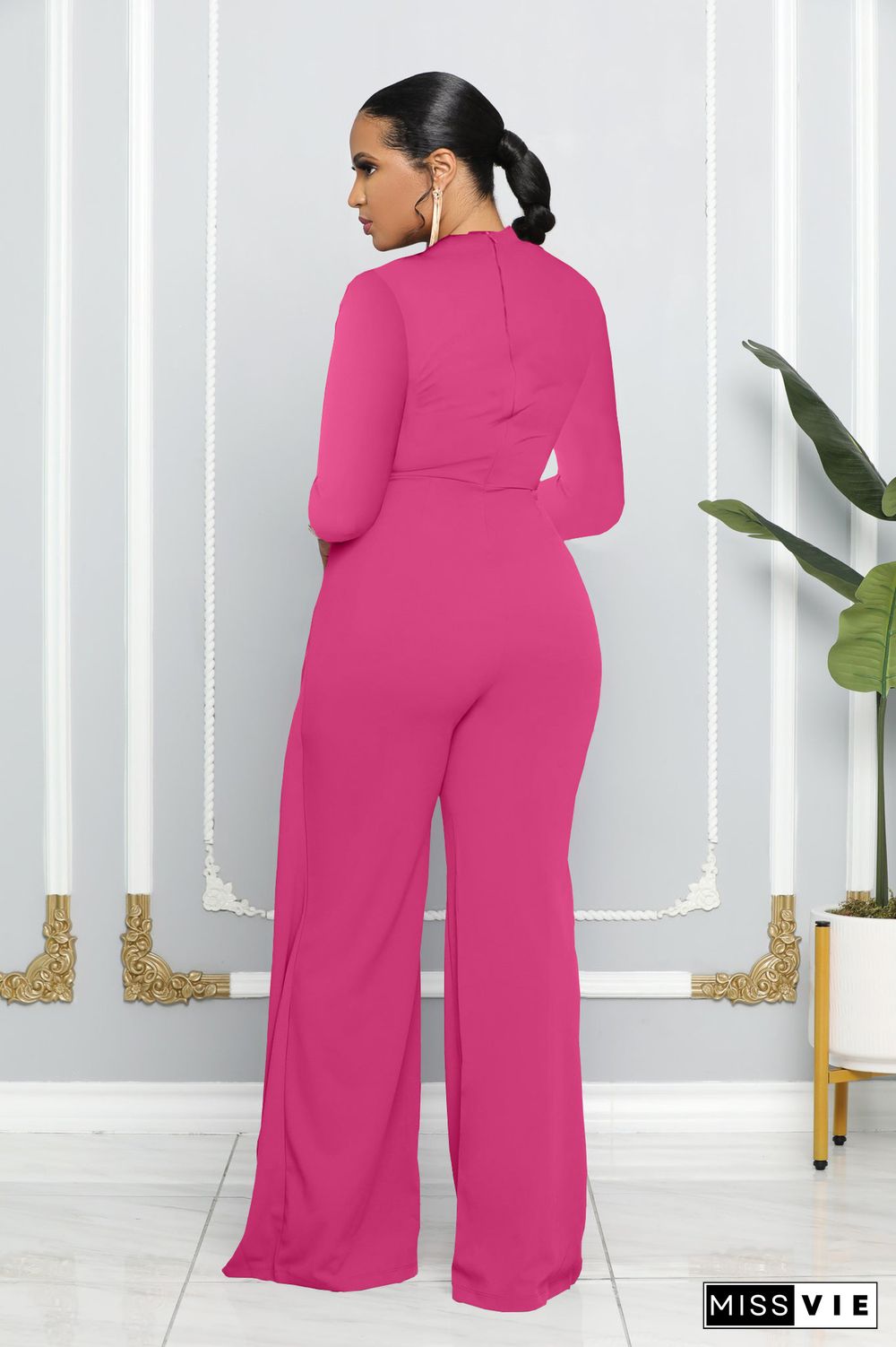 Autumn And Winter Fashion Long Sleeve Round Neck Jumpsuit