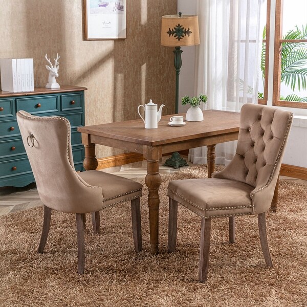 2Pcs High-end Tufted Velvet Dining Chair