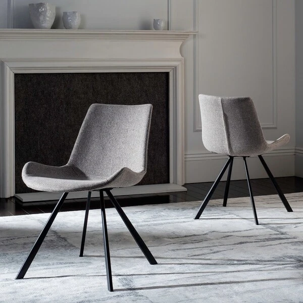 SAFAVIEH Terra Mid-Century Modern Light Grey/ Black Accent Chair (Set of 2) - 20.5