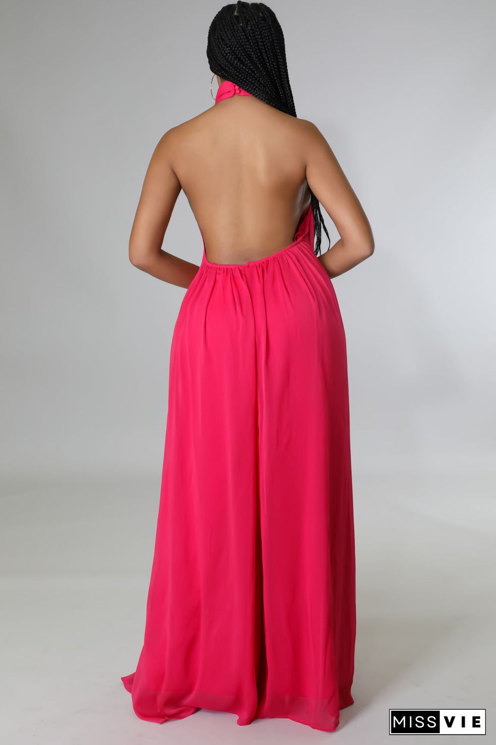 Halter Neck Backless Loose Wide Leg Jumpsuit