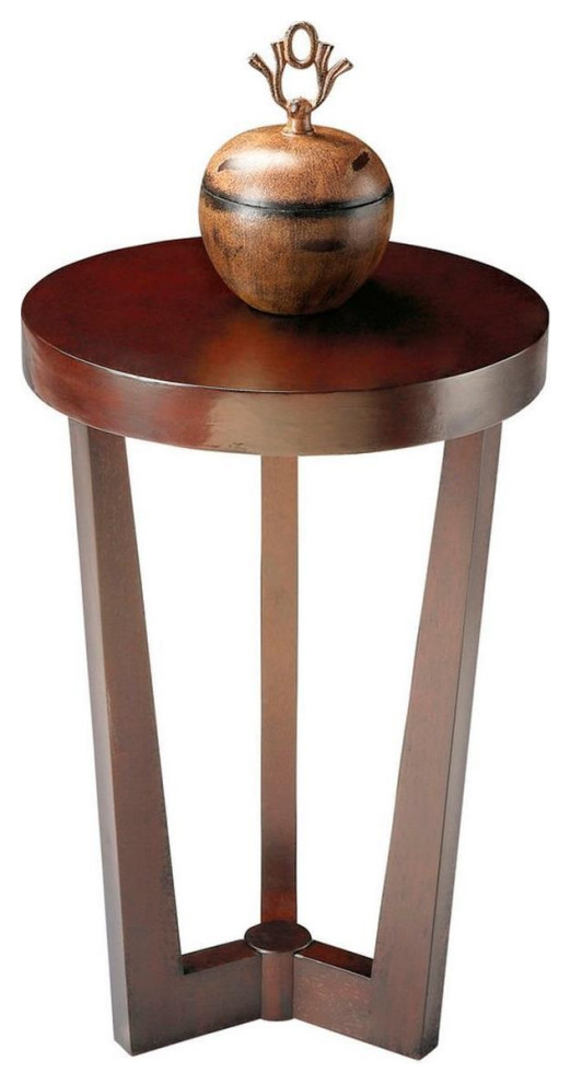 Side Table Round Distressed Merlot Purple Cherry Maple Rubberwood   Transitional   Side Tables And End Tables   by VirVentures  Houzz