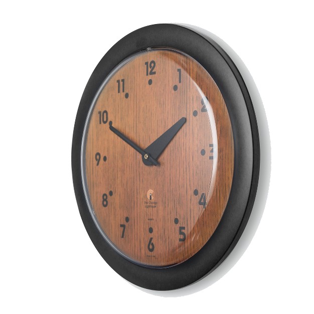 X 1 8 quot Oak Veneer Traditional Decorative Wall Clock Black Frame By Chicago Lighthouse