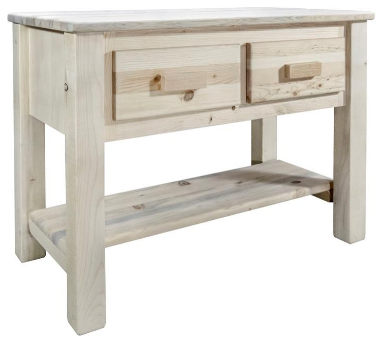 Montana Woodworks Homestead Wood Console Table with 2 Drawers in Natural   Rustic   Console Tables   by Homesquare  Houzz