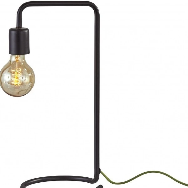 Industrial Matte Black Finish Metal Desk Lamp with Vintage Edison Bulb - 7.25 x 9 x 16.5