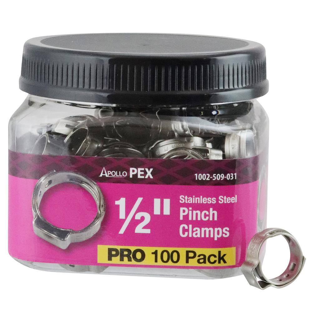 Apollo 12 in. Stainless Steel PEX-B Barb Pinch Clamp Jar (100-Pack) PXPC12100JR