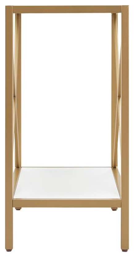 Leick Home 9217 WTGL Claudette Metal and Wood Narrow End Table in White/Gold   Contemporary   Side Tables And End Tables   by Homesquare  Houzz