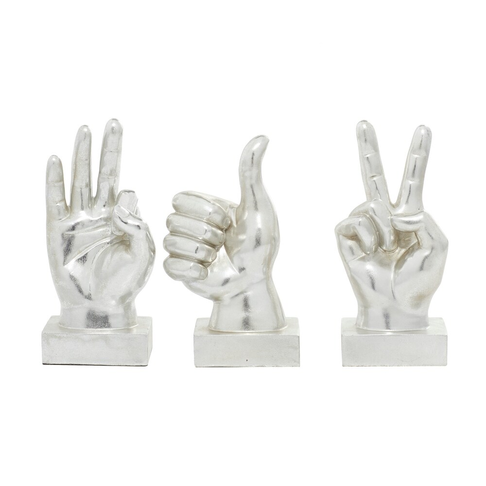 The Novogratz Dark Silver or Light Silver Polystone Hands Sculpture (Set of 3)   6\