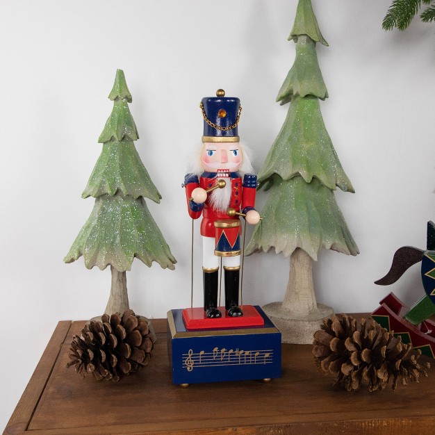 Red And Navy Nutcracker Drummer Animated And Musical Christmas Figure