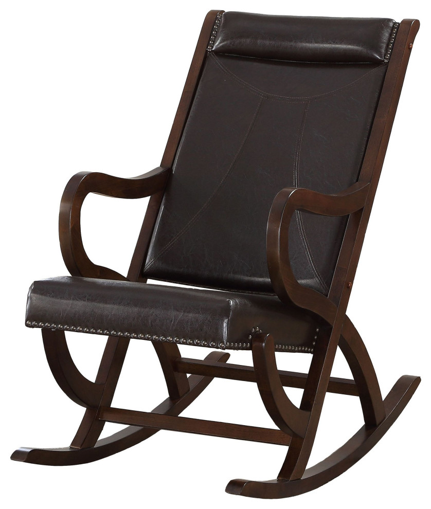 Triton Rocking Chair  Espresso PU and Walnut   Transitional   Rocking Chairs   by Kolibri Decor  Houzz