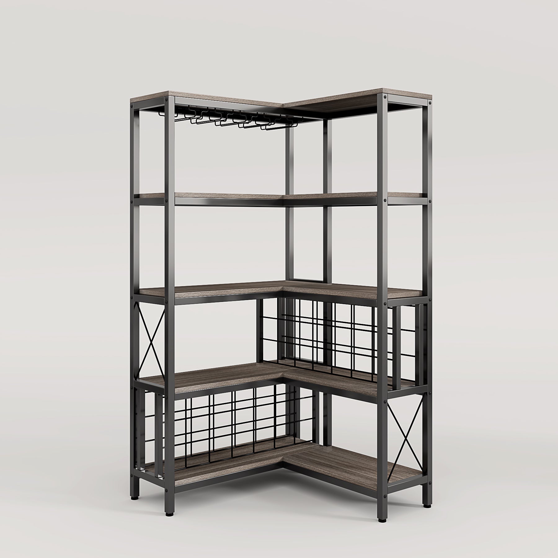 Corner Wine Rack, Freestanding Bar Cabinets for Liquor and Glasses Storage