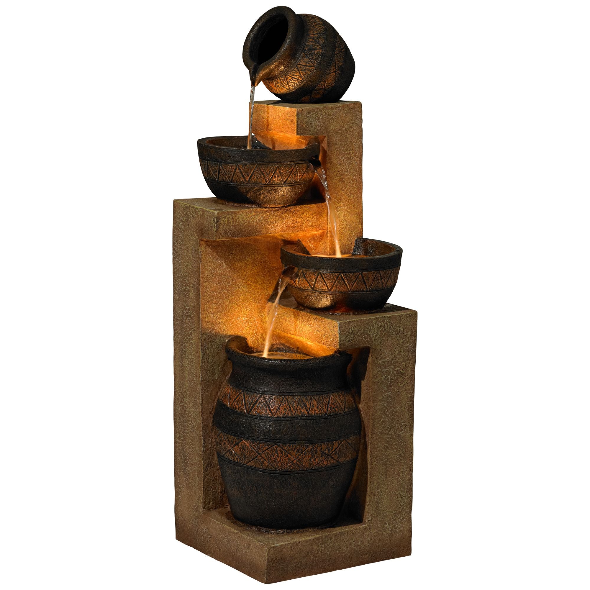 John Timberland Rustic Outdoor Floor Water Fountain with Light LED 46