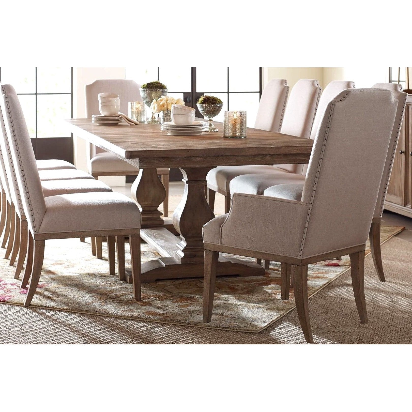 Amalfi Extendable Trestle Dining Table in Sun-Bleached Cypress